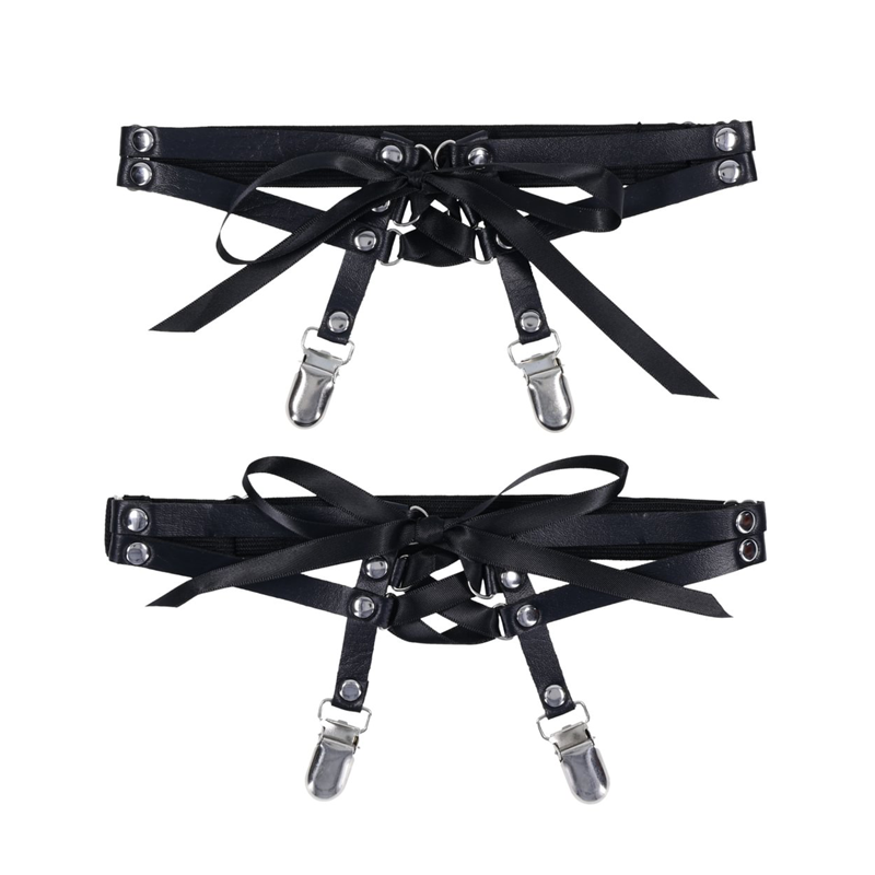 Laced Up Garters - Black