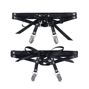 Laced Up Garters - Black