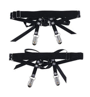 Laced Up Garters - Black